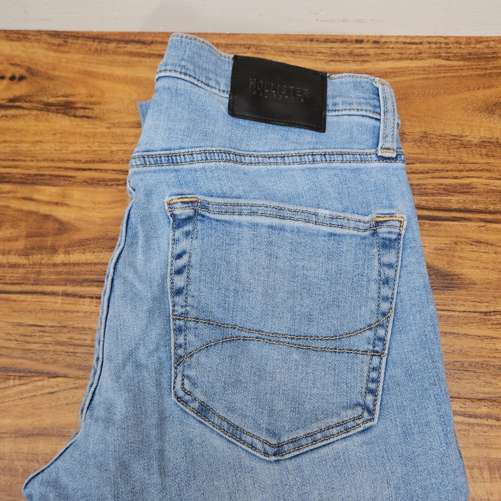Hollister Mens Skinny Advanced Stretch Distressed Ripped Jeans Blue 32x32
